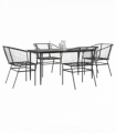 vidaXL 5 Piece Garden Dining Set Black Poly Rattan Glass