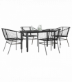 vidaXL 5 Piece Garden Dining Set Black Poly Rattan Glass