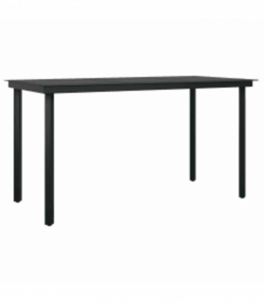 vidaXL 5 Piece Garden Dining Set Black Poly Rattan Glass