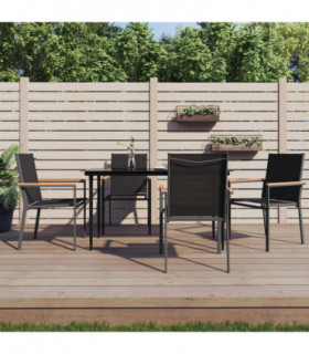 vidaXL 5 Piece Garden Dining Set Black Textilene and Steel