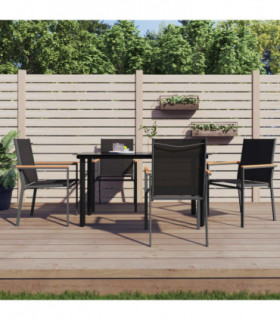 vidaXL 5 Piece Garden Dining Set Black Textilene and Steel