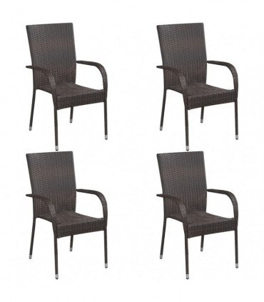 vidaXL 5 Piece Garden Dining Set Brown Poly Rattan