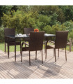 vidaXL 5 Piece Garden Dining Set Brown Poly Rattan