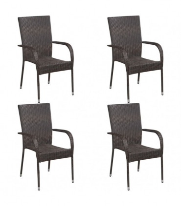 vidaXL 5 Piece Garden Dining Set Brown Poly Rattan
