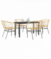 vidaXL 5 Piece Garden Dining Set Brown Poly Rattan Glass