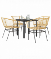 vidaXL 5 Piece Garden Dining Set Brown Poly Rattan Glass