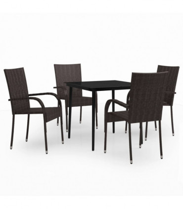 vidaXL 5 Piece Garden Dining Set Brown and Black
