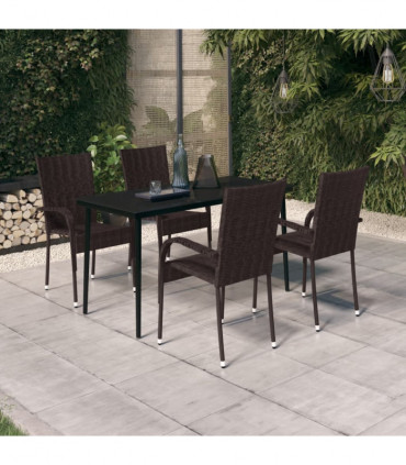 vidaXL 5 Piece Garden Dining Set Brown and Black