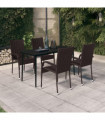 vidaXL 5 Piece Garden Dining Set Brown and Black