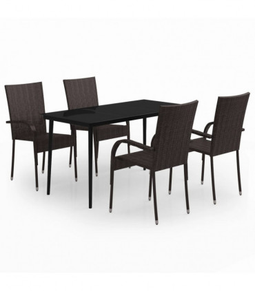 vidaXL 5 Piece Garden Dining Set Brown and Black