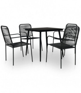 vidaXL 5 Piece Garden Dining Set Cotton Rope and Steel Black