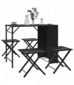 vidaXL 5 Piece Garden Dining Set Foldable Black Poly Rattan
