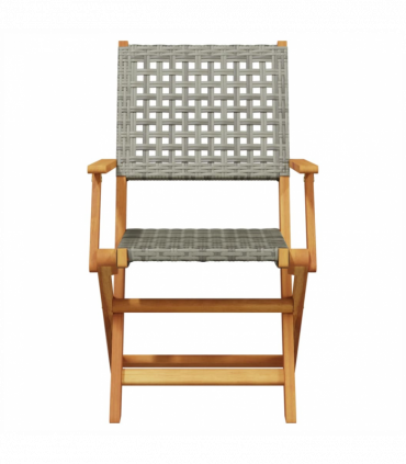 vidaXL 5 Piece Garden Dining Set Grey Poly Rattan and Solid Wood