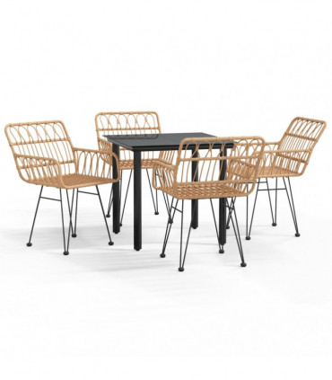 vidaXL 5 Piece Garden Dining Set Poly Rattan