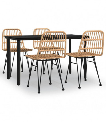 vidaXL 5 Piece Garden Dining Set Poly Rattan