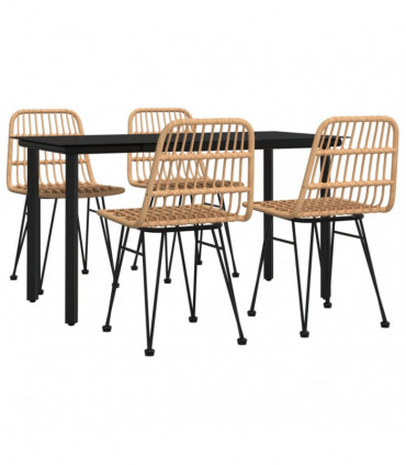 vidaXL 5 Piece Garden Dining Set Poly Rattan
