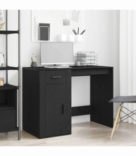 vidaXL Desk with Drawer Black Oak 100 x 49 x 75 cm Engineered wood