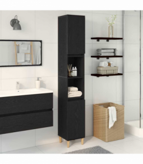 vidaXL Bathroom Cabinet Black oak 30 x 30 x 190 cm Engineered Wood