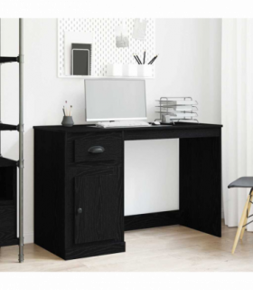 vidaXL Desk with Drawer Black oak 50 x 115 x 75 cm Engineered wood