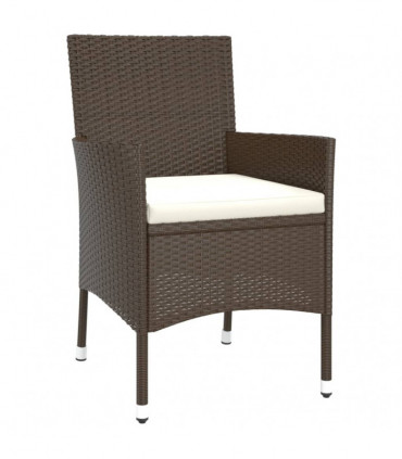 vidaXL 5 Piece Garden Dining Set with Cushions Brown Poly Rattan