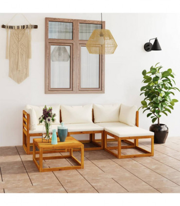 vidaXL 5 Piece Garden Lounge Set with Cushions Solid Wood Acacia (UK/IE/FI/NO only)