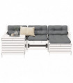 vidaXL 5 Piece Garden Sofa Set White Solid Wood Pine