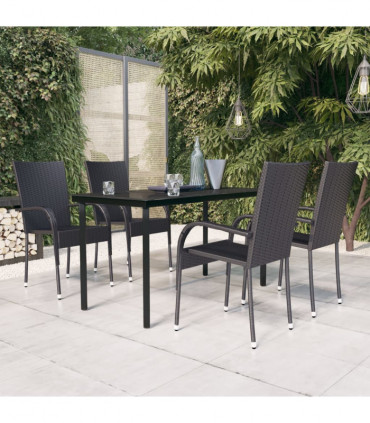 vidaXL 5 Piece Outdoor Dining Set Black