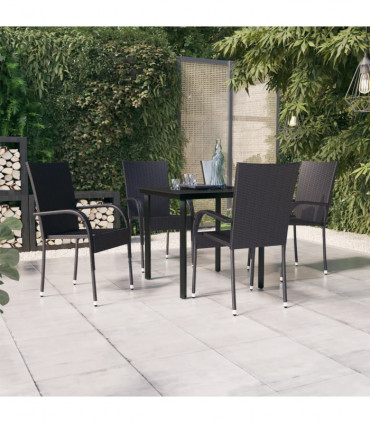 vidaXL 5 Piece Outdoor Dining Set Black