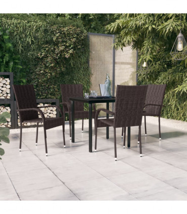 vidaXL 5 Piece Outdoor Dining Set Brown and Black