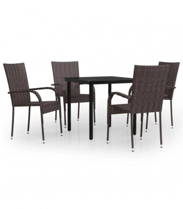 vidaXL 5 Piece Outdoor Dining Set Brown and Black