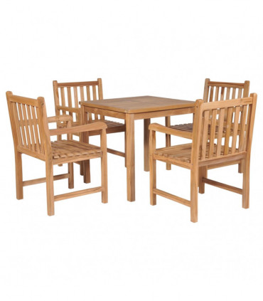 vidaXL 5 Piece Outdoor Dining Set Solid Teak Wood