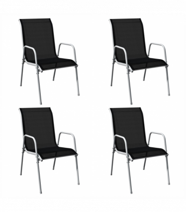 vidaXL 5 Piece Outdoor Dining Set Steel Black