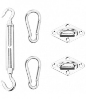 vidaXL 5 Piece Sunshade Sail Mounting Kit Stainless Steel