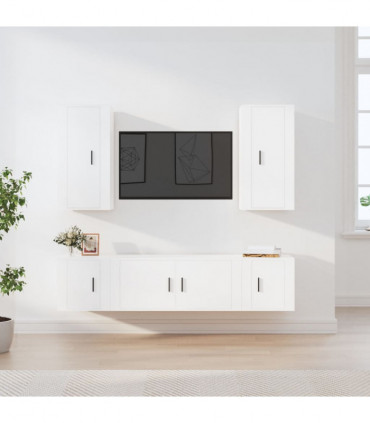 vidaXL 5 Piece TV Cabinet Set White Engineered Wood