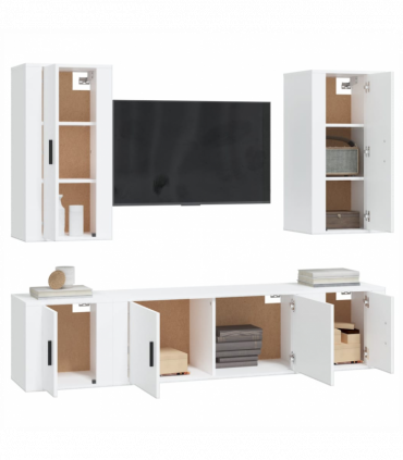 vidaXL 5 Piece TV Cabinet Set White Engineered Wood