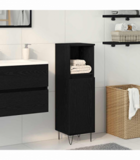 vidaXL Bathroom Cabinet Black Oak 30 x 30 x 100 cm Engineered wood