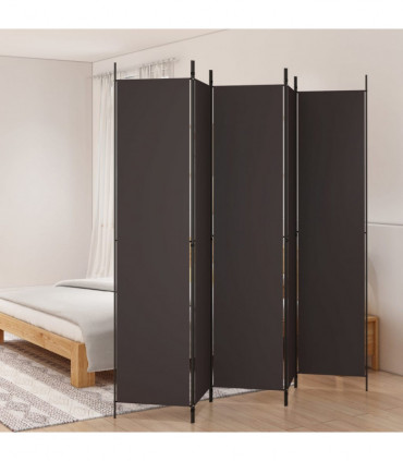 vidaXL 5-Panel Room Divider Brown 250x220 cm Fabric