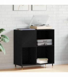 vidaXL Record Cabinet Black oak 85 x 38 x 89 cm Engineered Wood