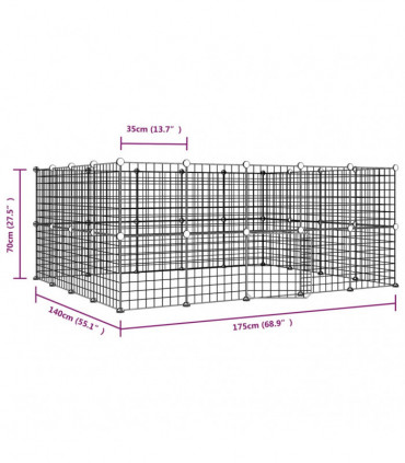 vidaXL 52-Panel Pet Cage with Door Black 35x35 cm Steel