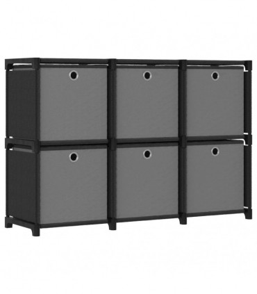 vidaXL 6-Cube Display Shelf with Boxes Black 103x30x72.5 cm Fabric
