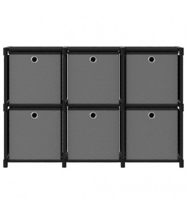 vidaXL 6-Cube Display Shelf with Boxes Black 103x30x72.5 cm Fabric