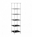 vidaXL 6-Tier Shelf Black 40x40x160 cm Tempered Glass