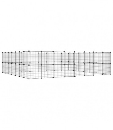 vidaXL 60-Panel Pet Cage with Door Black 35x35 cm Steel