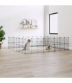 vidaXL 60-Panel Pet Cage with Door Black 35x35 cm Steel