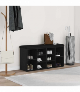 vidaXL Shoe Bench with Storage Black 100 x 30 x 48 cm Engineered wood