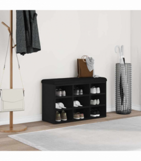vidaXL Shoe Bench with Storage Black 80 x 30 x 48 cm Engineered wood