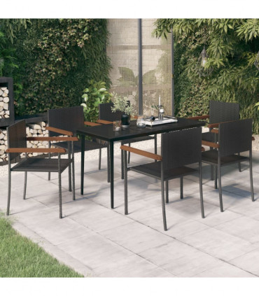 vidaXL 7 Piece Garden Dining Set Black