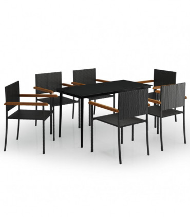 vidaXL 7 Piece Garden Dining Set Black