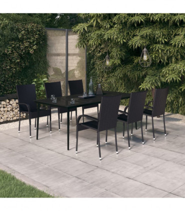 vidaXL 7 Piece Garden Dining Set Black
