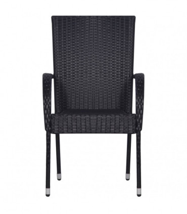 vidaXL 7 Piece Garden Dining Set Black